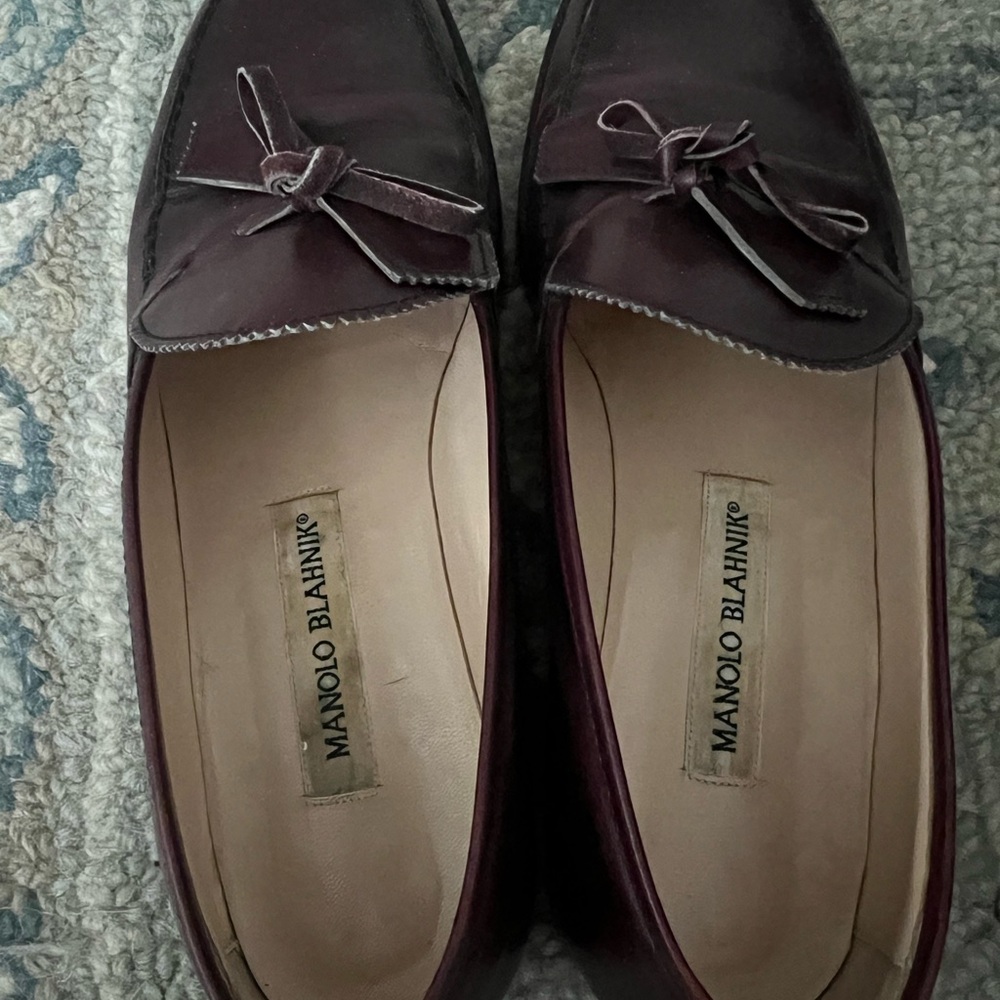 Manolo Blahnik Dark Burgundy Loafers with Tassle